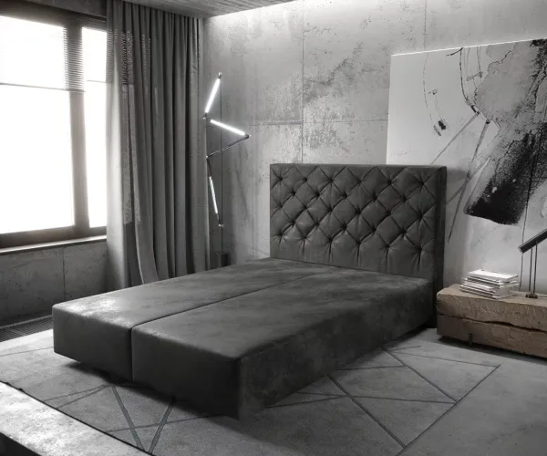 DELIFE Boxspring posteľ Dream-Great 140x200 cm mikrovlákno antracitová vintage