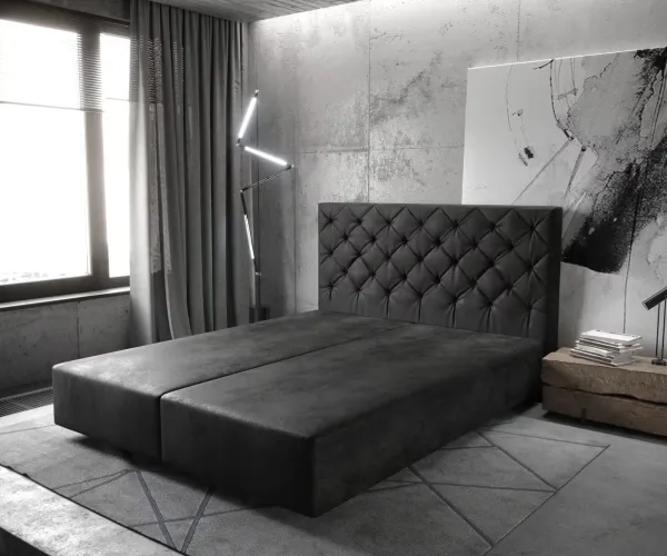 DELIFE Boxspring posteľ Dream-Great 160x200 cm mikrovlákno antracitová vintage