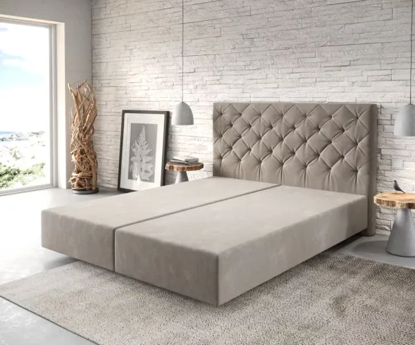 DELIFE Boxspring posteľ Dream-Great 160×200 cm mikrovlákno béžová