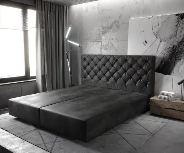 DELIFE Boxspring posteľ Dream-Great 180x200 cm mikrovlákno antracitová vintage