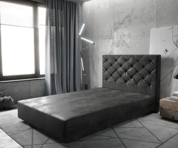 DELIFE Boxspring posteľ Dream-Great mikrovlákno antracitová vintage 120×200 cm