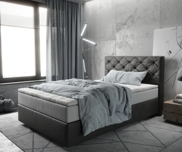 DELIFE Boxspring posteľ Dream-Great 120x200 cm mikrovlákno antracitová vintage s vreckovou pružinovou matracou a visco topperom