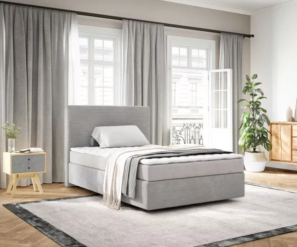 DELIFE Boxspring posteľ Dream-Well 120x200 cm manšester strieborno-šedá s matracom a topperom