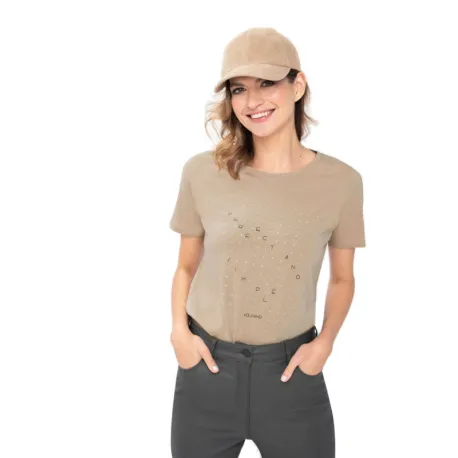 Dámske tričko s krátkym rukávom VOLCANO T-PERFECT-501-BEIGE