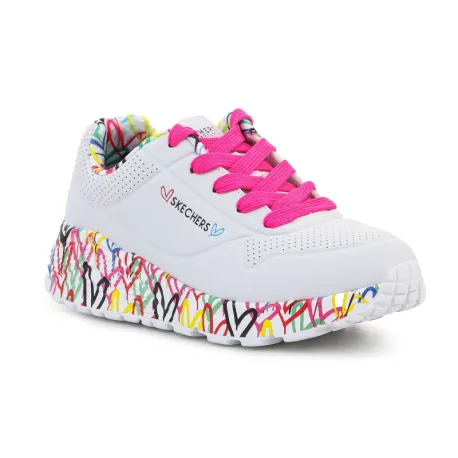 Dievčenská rekreačná obuv SKECHERS Uno Lite Lovely Luv K white pink