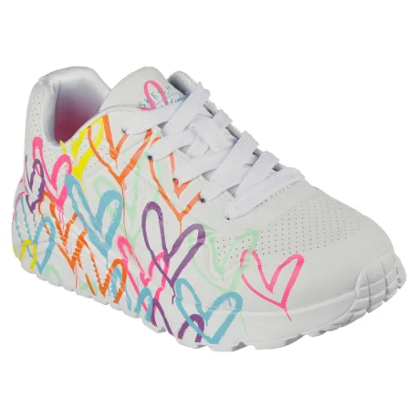 Dievčenská rekreačná obuv SKECHERS Uno Lite Spread The Love K white