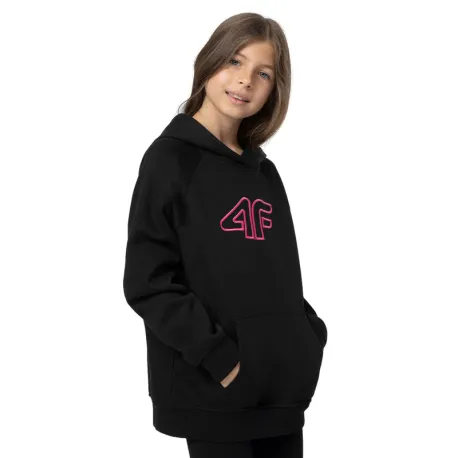 Dievčenská mikina s kapucňou 4F JUNIOR SWEATSHIRT F217-20S-DEEP BLACK