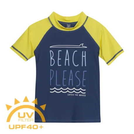 Chlapčenské tričko na kúpanie COLOR KIDS T-shirt W. Print, dark denim