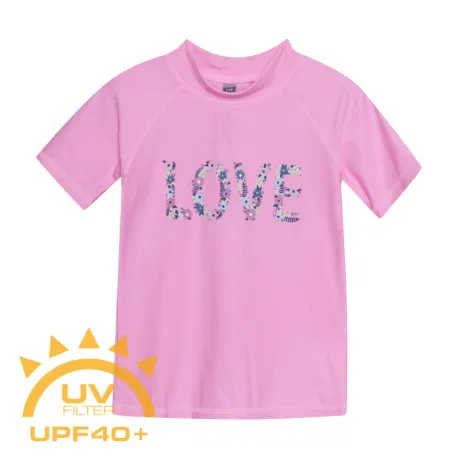 Dievčenské tričko na kúpanie COLOR KIDS T-shirt W. Print, begonia pink
