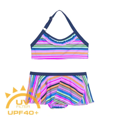 Dievčenské plavky COLOR KIDS Bikini W. Skirt - AOP, azure blue
