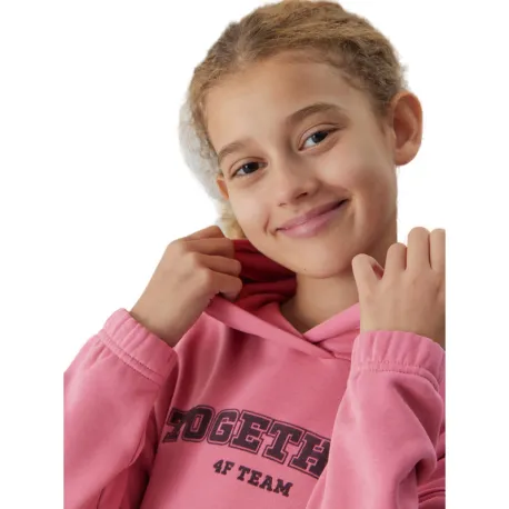 Dievčenská mikina s kapucňou 4F JUNIOR SWEATSHIRT-JAW23TSWSF639-54S-PINK