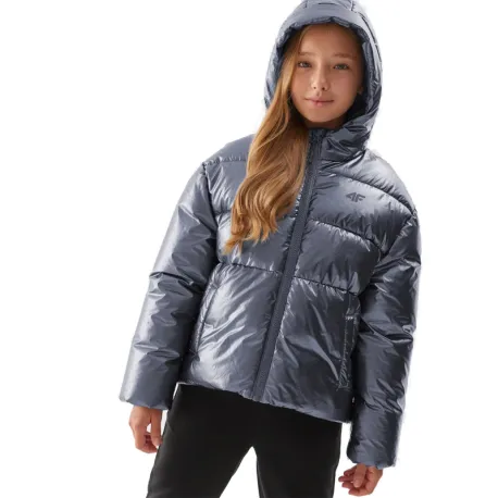 Dievčenská bunda 4F JUNIOR DOWN JACKET-JAW23TDJAF267-28S-SILVER