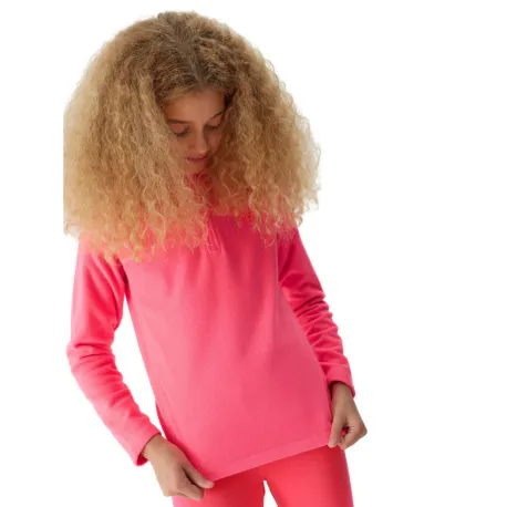 Dievčenská lyžiarska flisová mikina 4F JUNIOR FLEECE UNDERWEAR-JAW23UFLEF033-55S-HOT PINK