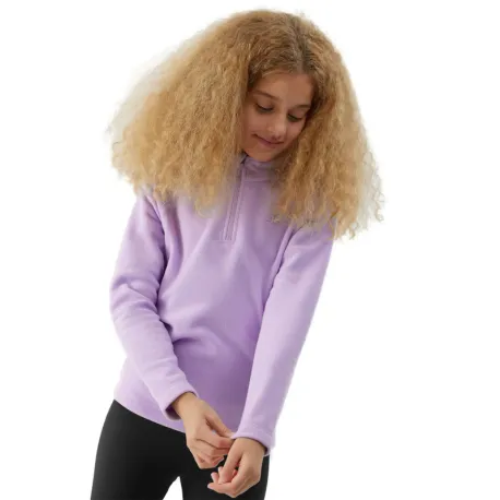 Dievčenská lyžiarska flisová mikina 4F JUNIOR FLEECE UNDERWEAR-JAW23UFLEF033-52S-LIGHT VIOLET