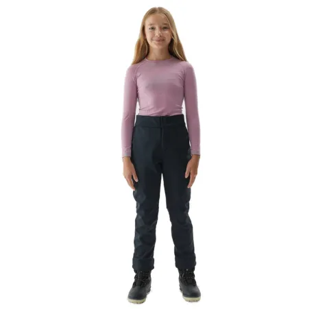 Dievčenské lyžiarske softshellové nohavice 4F JUNIOR TROUSERS FNK-JAW23TFTRF355-21S-BLACK