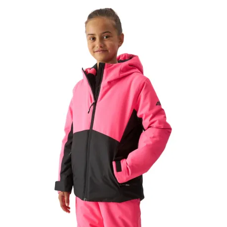 Dievčenská lyžiarska bunda 4F JUNIOR TECHNICAL JACKET-JAW23TTJAF292-55N-HOT PINK NEON