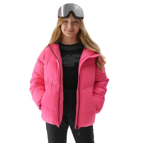 Dievčenská lyžiarska bunda 4F JUNIOR TECHNICAL JACKET-JAW23TTJAF293-55N-HOT PINK NEON