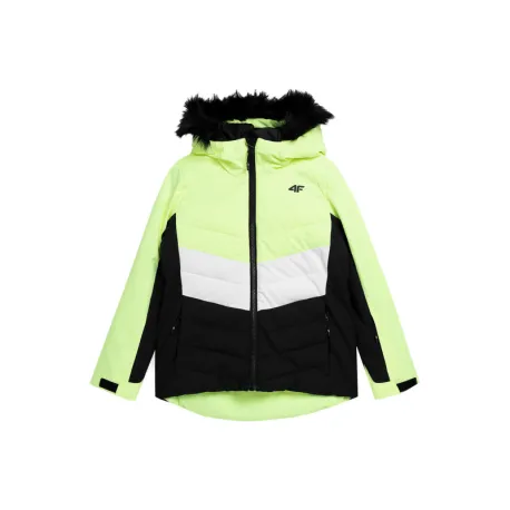 Dievčenská lyžiarska bunda 4F JUNIOR TECHNICAL JACKET-JAW23TTJAF296-72N-LEMON NEON