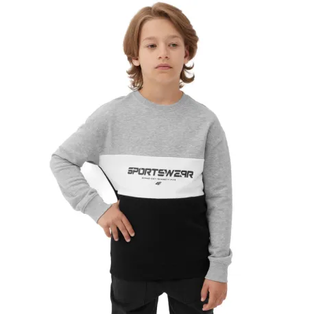 Chlapčenská mikina 4F JUNIOR SWEATSHIRT-JAW23TSWSM630-27M-COLD LIGHT GREY MELANGE