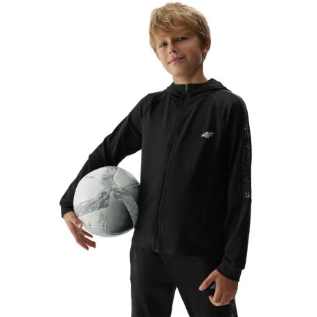 Chlapčenská zateplená tréningová mikina so zipsom 4F JUNIOR SWEATSHIRT FNK-JAW23TFSWM205-20S-DEEP BLACK