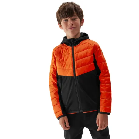 Chlapčenská turistická softshellová bunda 4F JUNIOR TECHNICAL JACKET-JAW23TTJAM282-70S-ORANGE