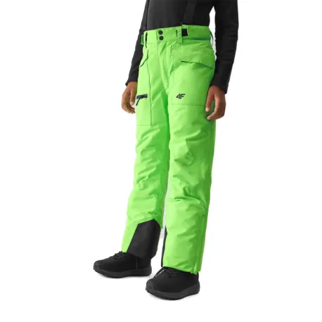 Chlapčenské lyžiarske nohavice 4F JUNIOR TROUSERS FNK-JAW23TFTRM360-41N-GREEN NEON