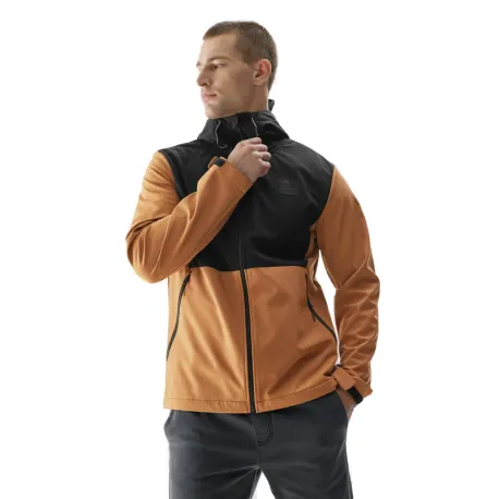 Pánska turistická softshellová bunda 4F SOFTSHELL JACKET-AW23TSOFM155-82S-LIGHT BROWN
