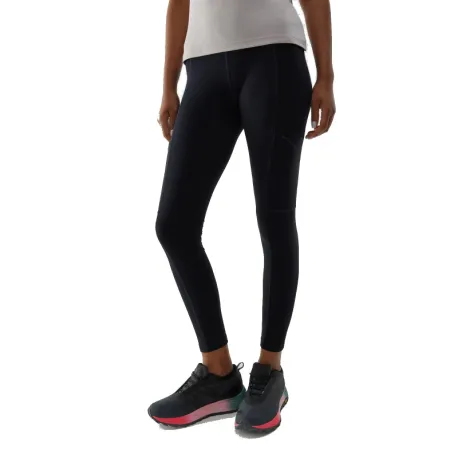 Dámske turistické zateplené legíny 4F TROUSERS FNK-AW23TFTRF404-20S-DEEP BLACK