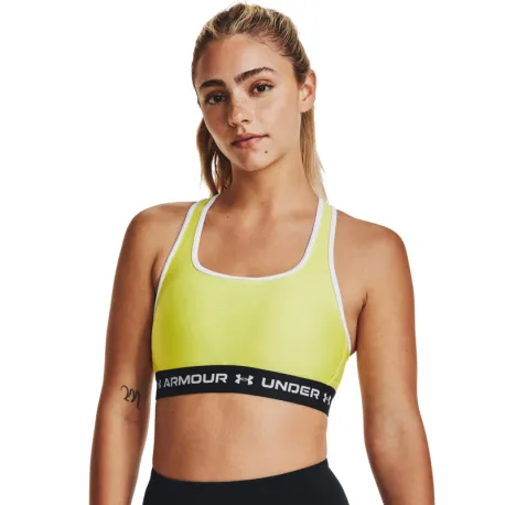 Dámska tréningová športová podprsenka UNDER ARMOUR UA Crossback Mid Bra-YLW