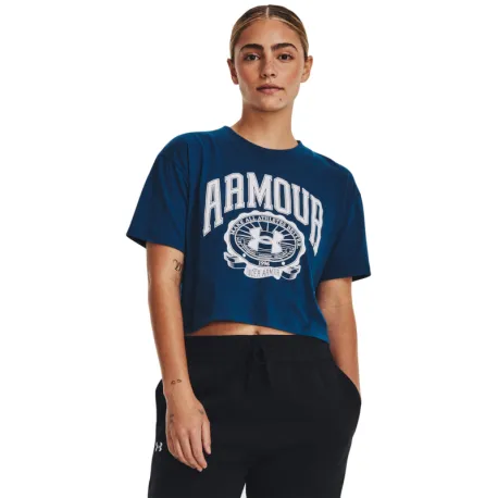 Dámske tréningové tričko s krátkym rukávom UNDER ARMOUR UA COLLEGIATE CREST CROP SS -BLU