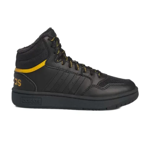 Chlapčenské členkové zimné topánky ADIDAS Hoops 3.0 Mid K core black core black preloved yellow