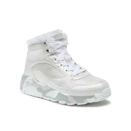 Dievčenské členkové zimné topánky SKECHERS Uno Lite Camo Dazzle silver grey