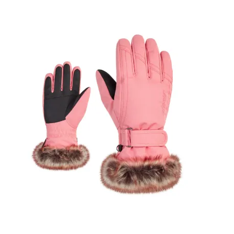 Dievčenské lyžiarske rukavice ZIENER LIM-801938-354-pink vanilla stru