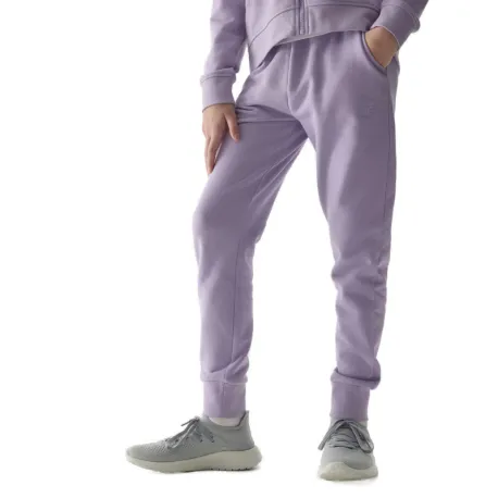 Dievčenské tepláky 4F JUNIOR TROUSERS-4FJWSS24TTROF587-52S-LIGHT VIOLET