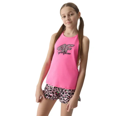 Dievčenské tielko 4F JUNIOR TSHIRT-4FJWSS24TTSHF1141-54N-PINK NEON