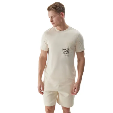 Pánske tričko s krátkym rukávom 4F TSHIRT-4FWSS24TTSHM1284-83S-BEIGE