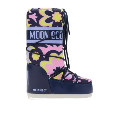 Dámske vysoké zimné topánky MOON BOOT MB ICON FLOWER-JB10 LILAC CYBER LIME