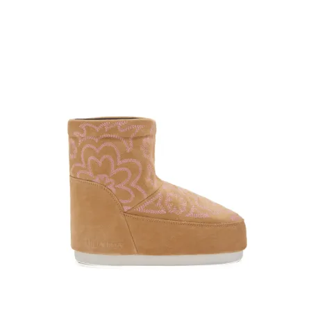 Dámske nízke zimné topánky MOON BOOT MB ICON LOW NOLACE EMBROIDEREDSUEDE-LJ19 SAND PINK