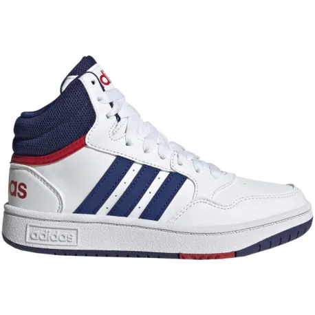 Chlapčenská rekreačná obuv ADIDAS Hoops 3.0 Mid cloud white victory blue better scarlet