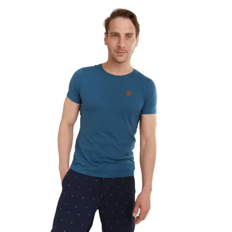 Pánske tričko s krátkym rukávom FUNDANGO Jaggy Structured T-Shirt-459-lagoon