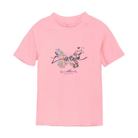 Dievčenské tričko na kúpanie COLOR KIDS T-shirt W. Print, salmon rose