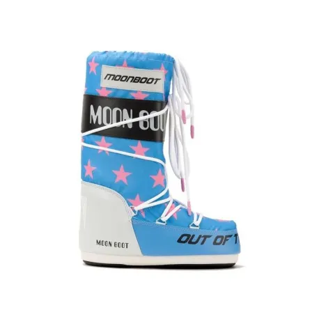 Detské vysoké zimné topánky MOON BOOT ICON RETROBIKER, 002 pink stars