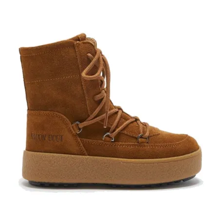 Dievčenské vysoké zimné topánky MOON BOOT JTRACK LACE SUEDE, 001 cognac