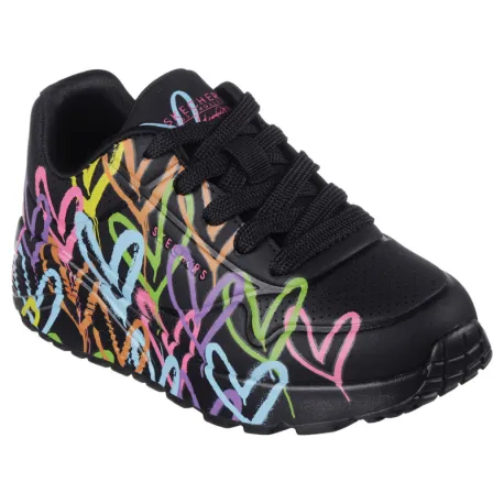 Dievčenská rekreačná obuv SKECHERS Uno Lite X JGoldCrown Lace Up K black multi