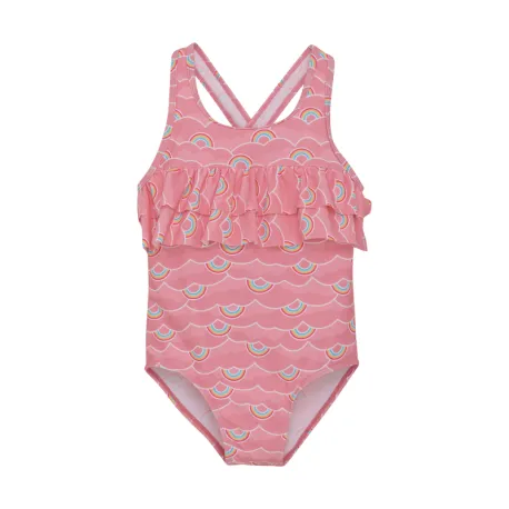 Dievčenské plavky COLOR KIDS Swimsuit W. frills, AOP-5039-Plumeria