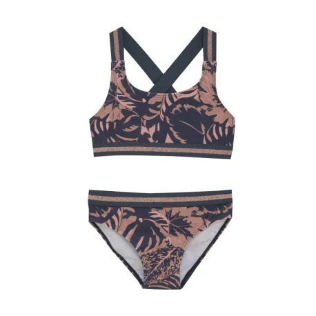 Dievčenské plavky COLOR KIDS Bikini W. Contrast Straps, AOP-5077-Coral Blush