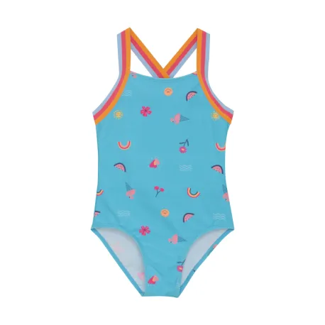 Dievčenské plavky COLOR KIDS Swimsuit W Elastic Straps, AOP-7452-River Blue
