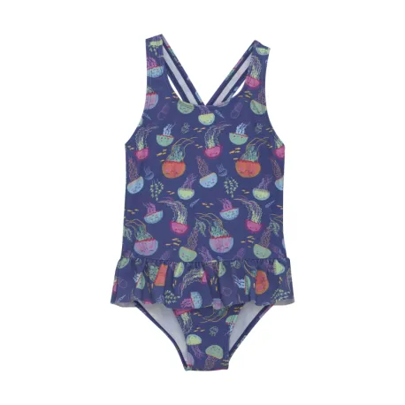 Dievčenské plavky COLOR KIDS Swimsuit W. Skirt, AOP-6149-Marlin