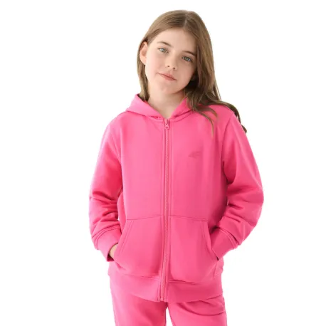 Dievčenská mikina so zipsom 4F JUNIOR SWEATSHIRT-JWMM00TSWSF1315-55S-HOT PINK