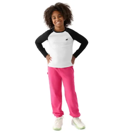 Dievčenské tepláky 4F JUNIOR TROUSERS-JWAW24TTROF754-55S-HOT PINK